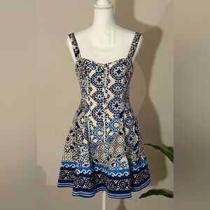 Blue and White Patterned Dress
